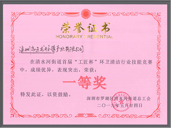 玉龍環保-2019年工匠杯競賽一等獎