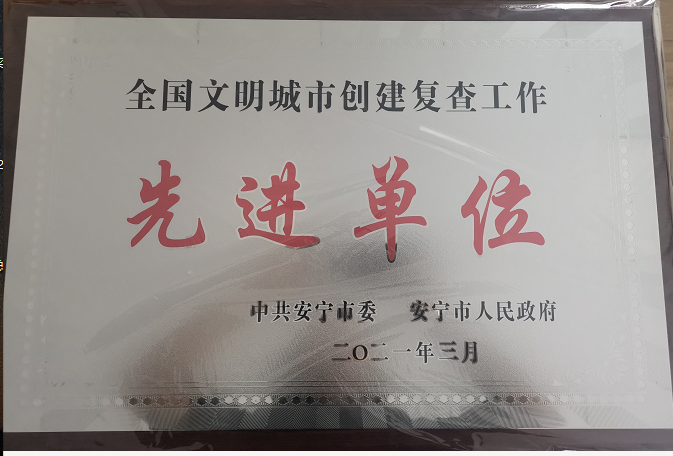 安全市全國文明城市創建復查工作先進單位-玉龍環保